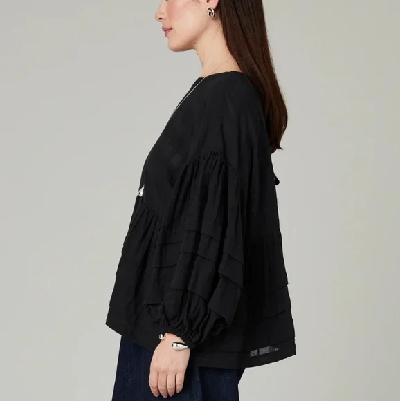 Beyond Nine Simone Black Cotton Top, Size L/XL - Picture 3 of 13
